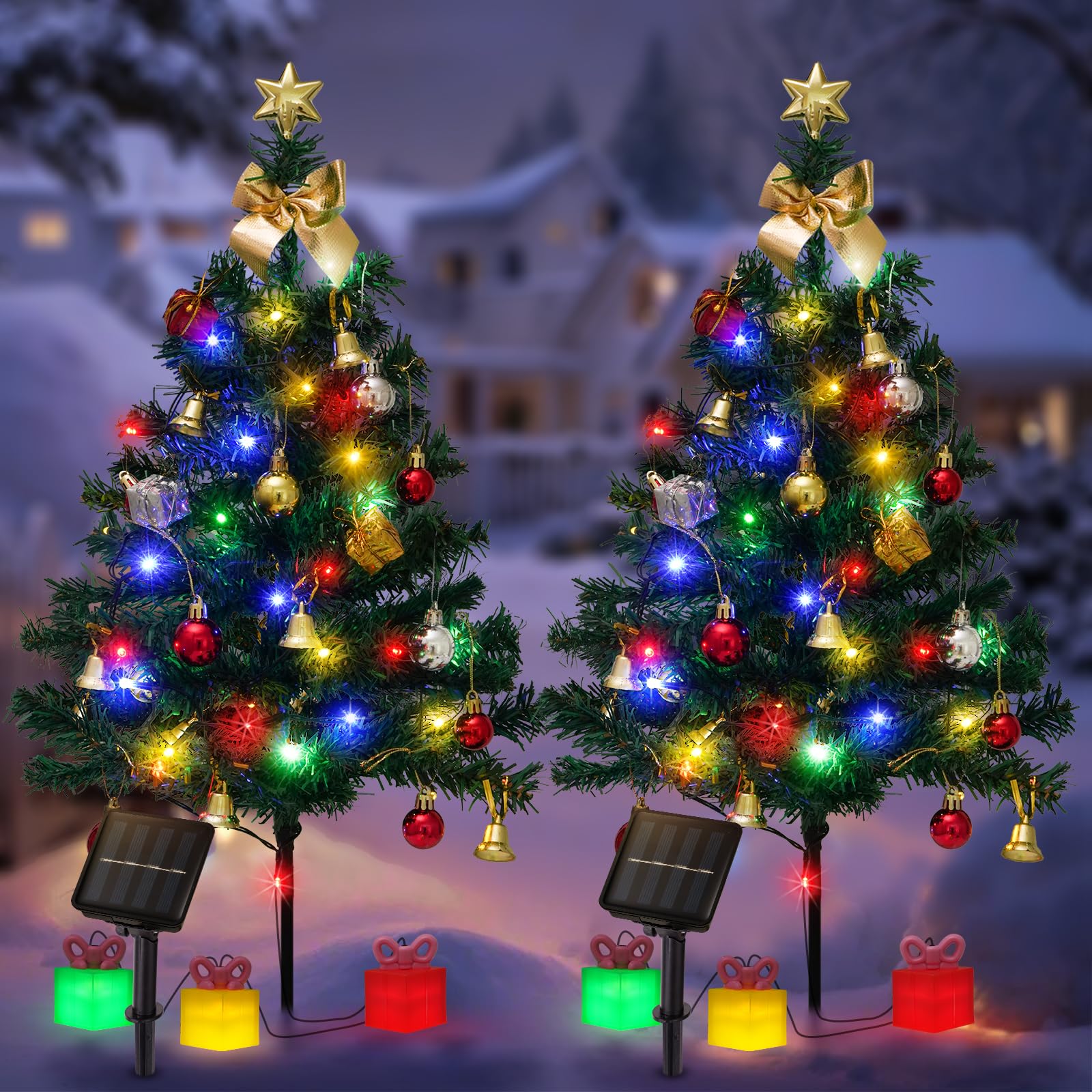 Amazon.co.jp: ソーラーミニクリスマスツリーデコレーションライト 2個